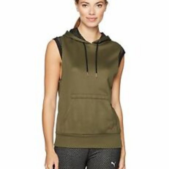 NWT Puma Explosive Sleeveless Hoodie, Olive, Sz M - Picture 5 of 7